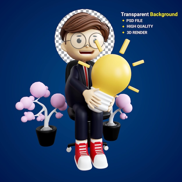 PSD 3D-Rendering Icon Geschäftsmann Illustration