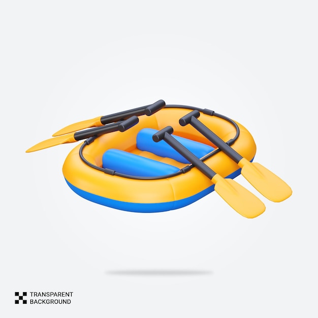 PSD psd 3d-rendering mit aufblasbarem rettungsboot-symbol