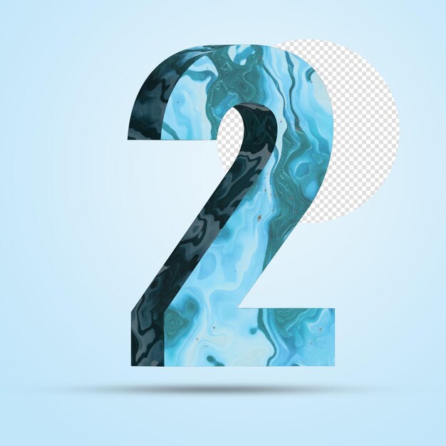 PSD 3D-Rendering Nummer 2 isoliert