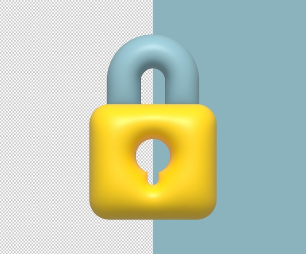 PSD 3d rendering of lock icon