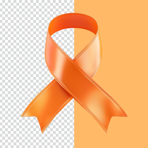 Psd 3d-rendering realistisches orangefarbenes seidenband zur brustkrebsbewusstsein auf weißem isolierten hintergrund
