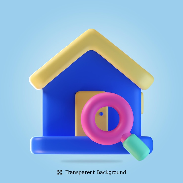 PSD psd-3d-rendering search home 3d-symbol isolierte illustration