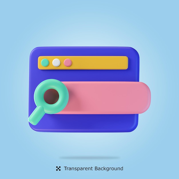 PSD-3D-Rendering Suchmaschine 3D-Symbol isolierte Illustration