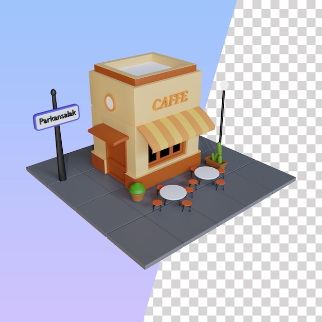 Psd 3d-rendering von café