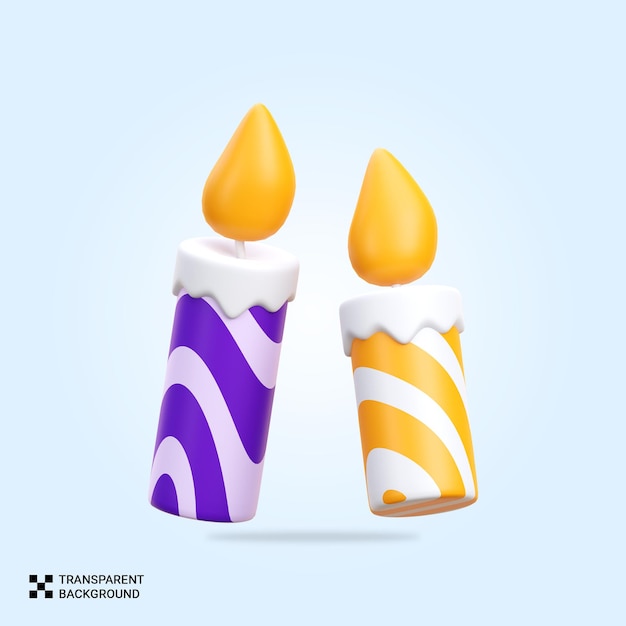 PSD 3D-Rendering von Geburtstagskerzen-Iconen