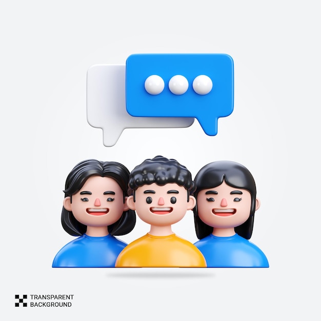 PSD 3D-Rendering von Gruppen-Chat-Symbolen