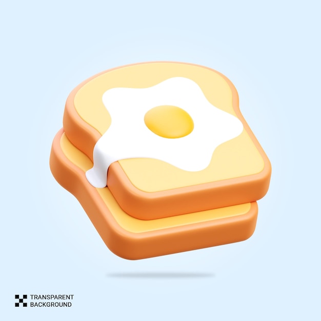 PSD 3D-Rendering von Toast mit Ei-Symbol