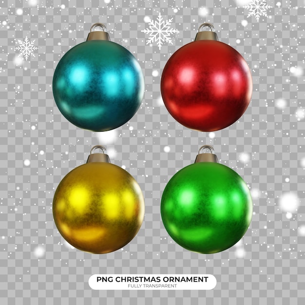 PSD psd 3d-rendering von weihnachtsballschmuck mit verschiedenen farben auf durchsichtigem hintergrund