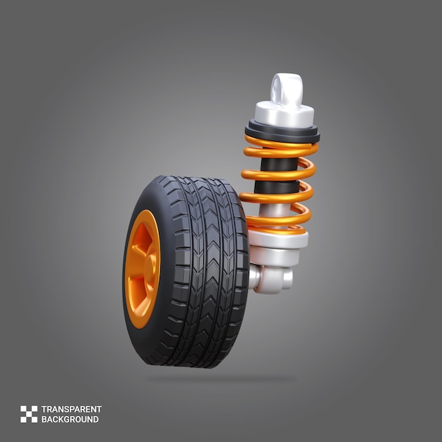 PSD 3D renderiza ícone de suspensão de carro.