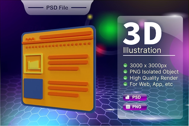 PSD psd 3d renderização de negócios e ilustração de loja online do ícone do aplicativo de loja online do site isolado