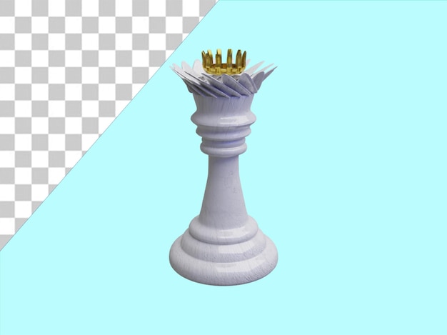 PSD 3d renderización realista de una pieza de ajedrez en un fondo transparente