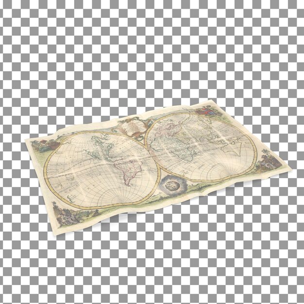 PSD 3D Retro Mapa en fondo aislado y transparente
