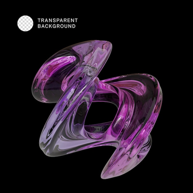 PSD 3d rosa abstrakte Form Glasmaterial isoliert auf durchsichtigem Hintergrund