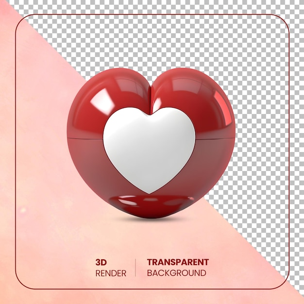 PSD 3D rote Herz-Liebesform isoliert