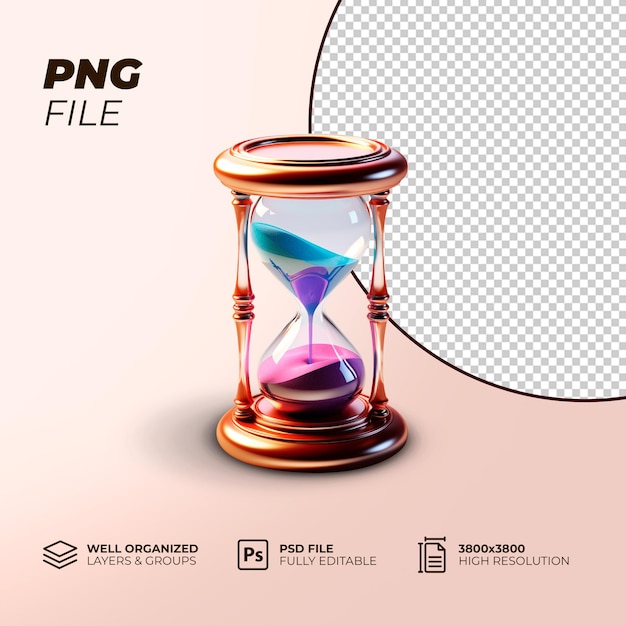 PSD 3D Sanduhr blau und rosa PNG Sanduhr