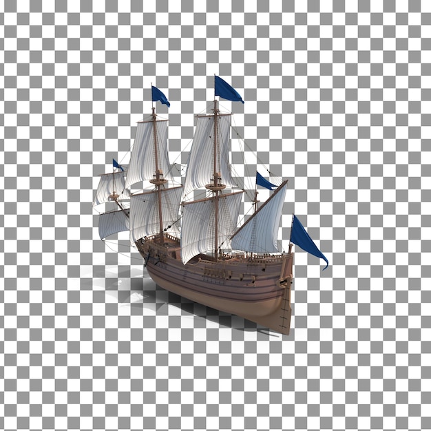PSD 3D Schiff auf isoliertem und transparenten Hintergrund