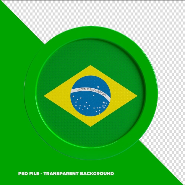 PSD 3D-Schild mit der brasilianischen Flagge