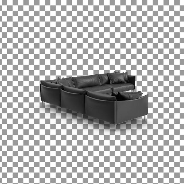 PSD 3D-Sofa-Symbol auf isoliertem und transparenten Hintergrund