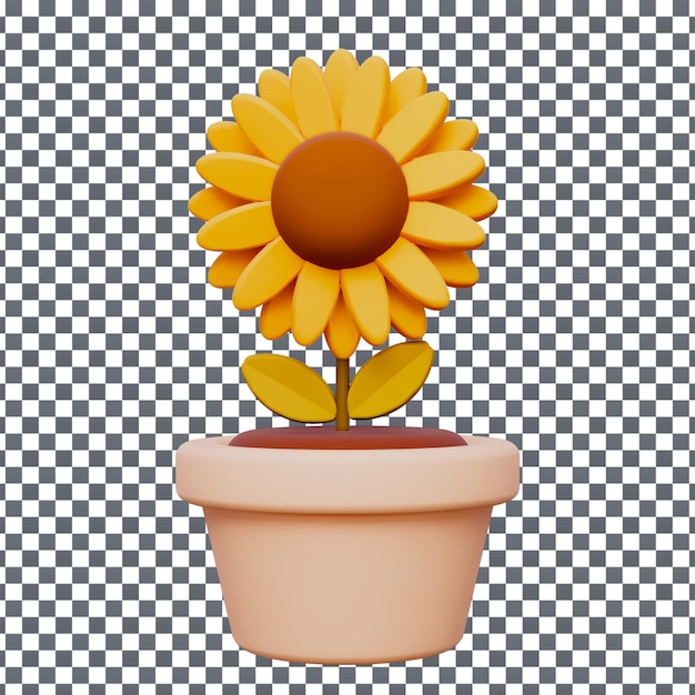 PSD 3D Sonnenblumen-Icon auf isoliertem und transparenten Hintergrund