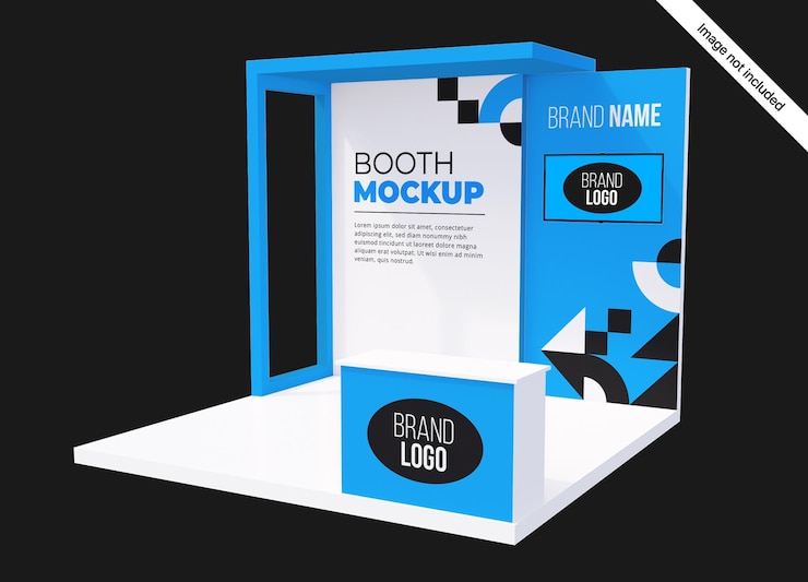 PSD psd 3d stand event exhibition mockup template (template di modellazione di esposizione di stand psd)