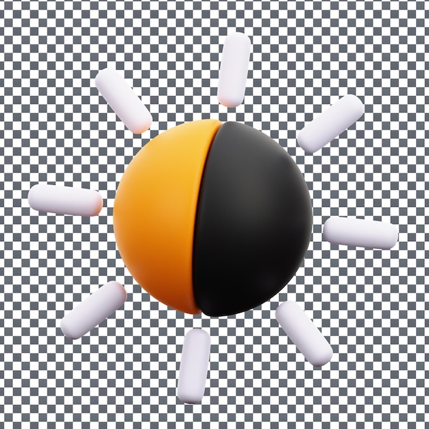 psd 3d sun icon on isolated and transparent background
