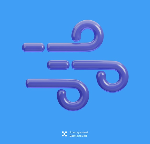 PSD-3D-Symbol für Wetterbedingungen mit Windsymbol Wettervorhersage-Symbolkonzept