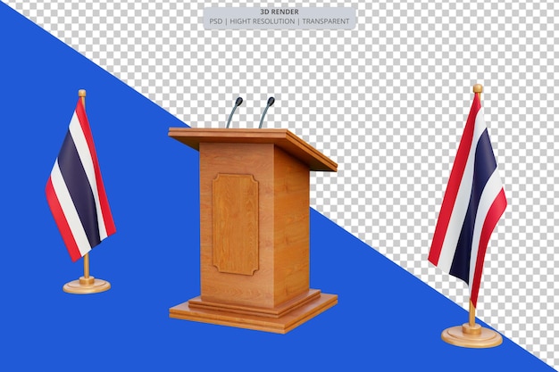 PSD psd 3d thailand präsidentschaftswahl podium mit flagge