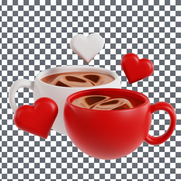 PSD 3D Valentines icono del corazón en fondo aislado y transparente
