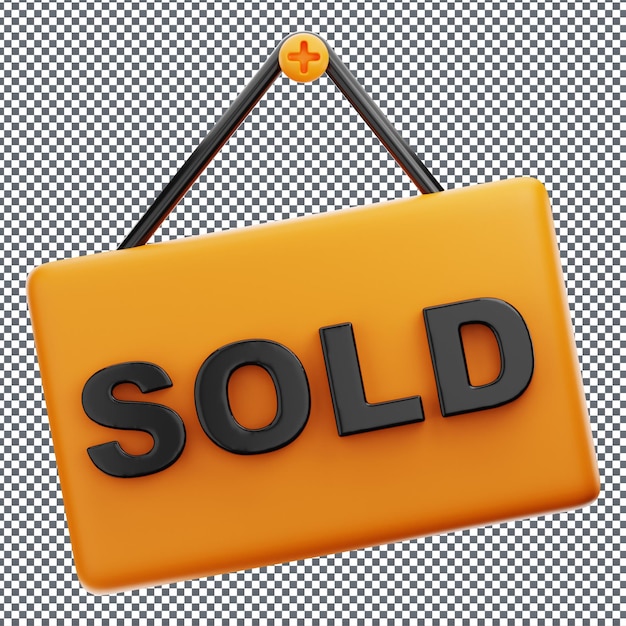 PSD 3D Verkauftes Schild-Symbol auf isoliertem und transparenten Hintergrund