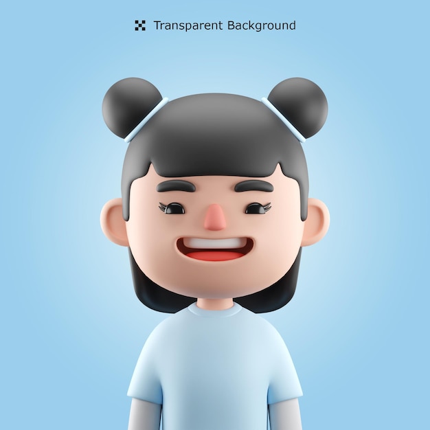 PSD 3d Weibliche Zeichentrickfigur Avatar isoliert in 3D-Rendering