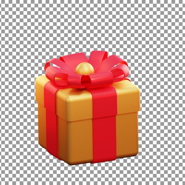 PSD 3D Weihnachtsgeschenkbox-Symbol auf isoliertem und transparenten Hintergrund