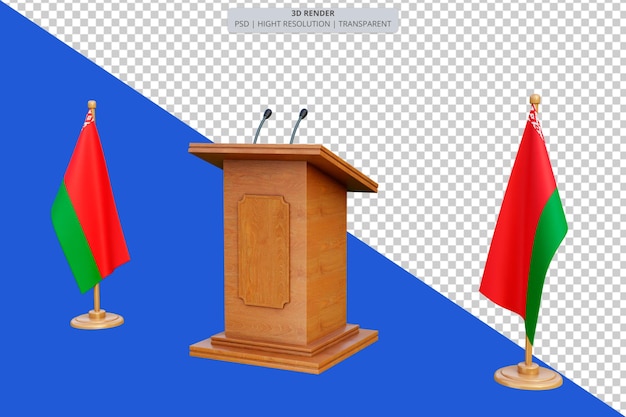 PSD psd 3d weißrussland präsidentschaftswahl podium mit flagge