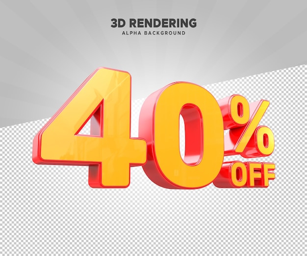 PSD 40 fuori rendering 3D con sfondo alfa