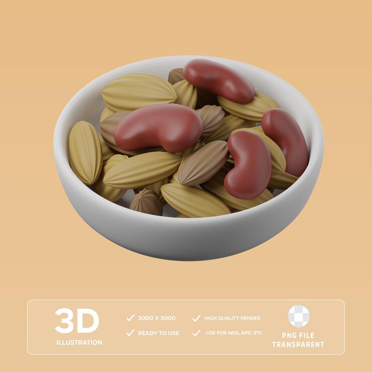 PSD 6 Nueces y semillas Ilustración 3D