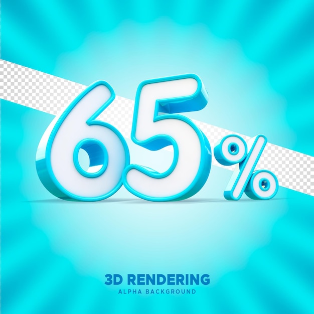 PSD 65 por ciento renderización 3D con fondo alfa