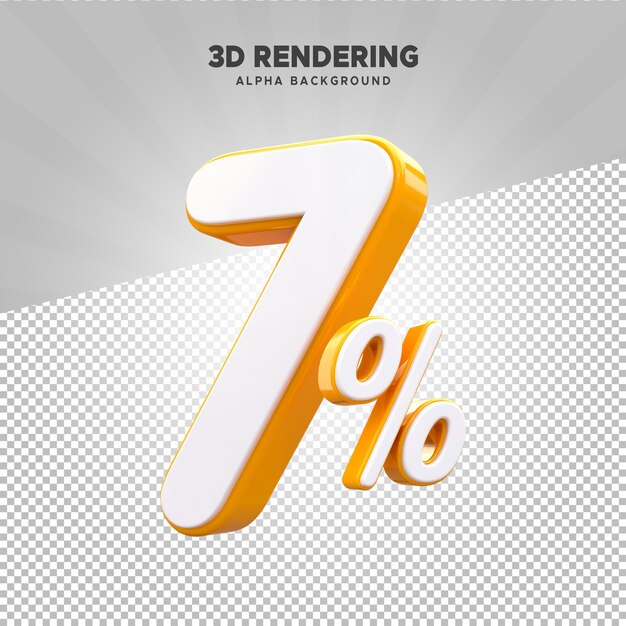 PSD 7 por ciento renderización 3D con fondo alfa