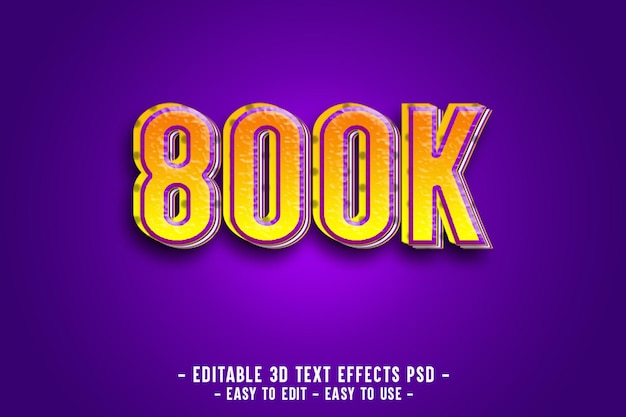 PSD 800k efecto de texto editable 3d con plantilla psd de photoshop de estilo de fuente