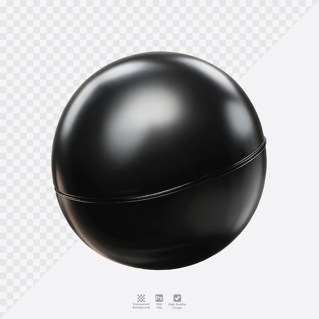 psd a black marble sphere with a black ball design transparent background