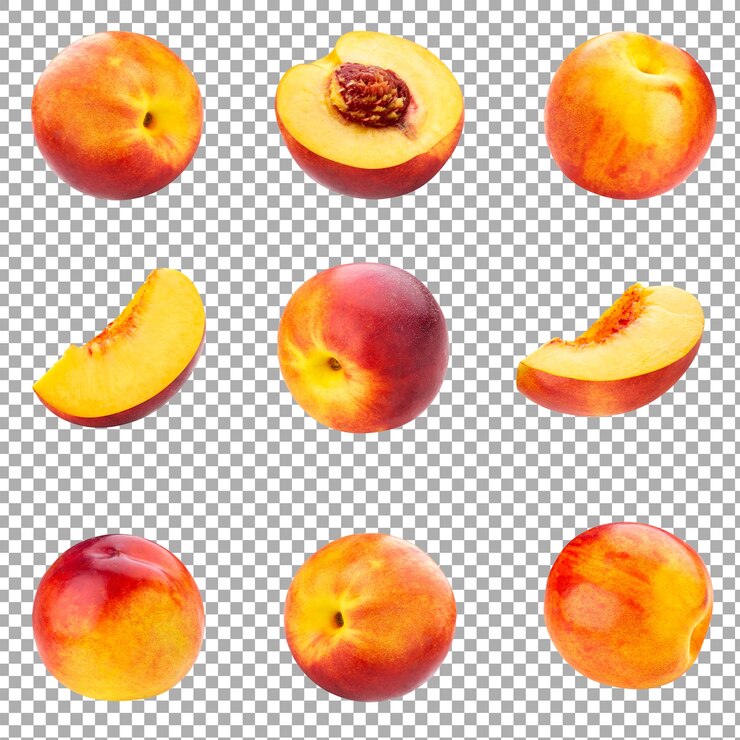 PSD psd a set of peaches isolated on an alpha background