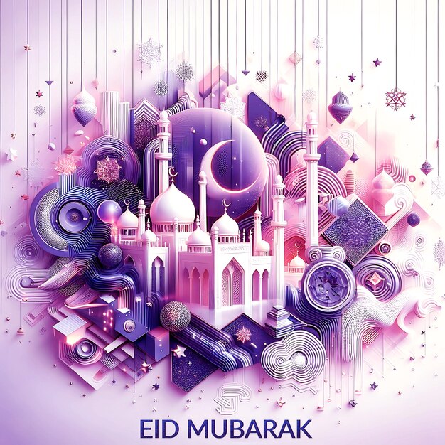 PSD Abastract Eid Mubarak Celebrazioni musulmane Desin di sfondo islamico colorato
