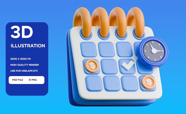 PSD-Abonnementzeit 3D-Illustration