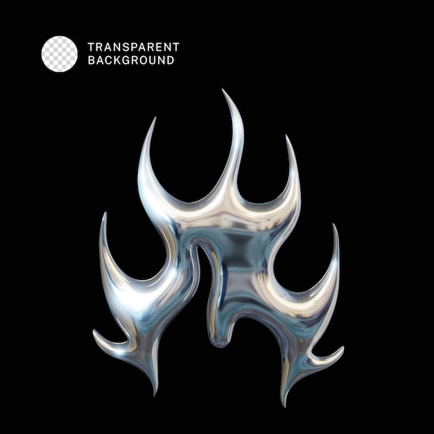PSD abstract chrome flame 3d rendering (renderización en 3D de las llamas de cromo)