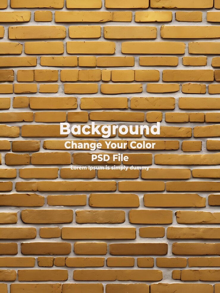PSD psd abstract wall built of golden yellow bricks background