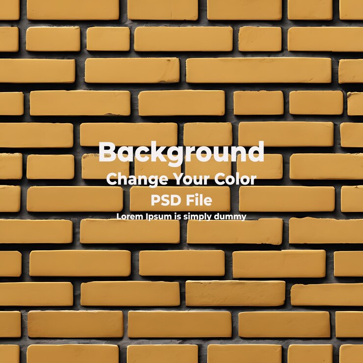 PSD psd abstract wall built of golden yellow bricks background