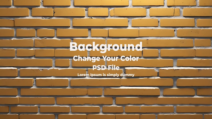 PSD psd abstract wall built of golden yellow bricks background