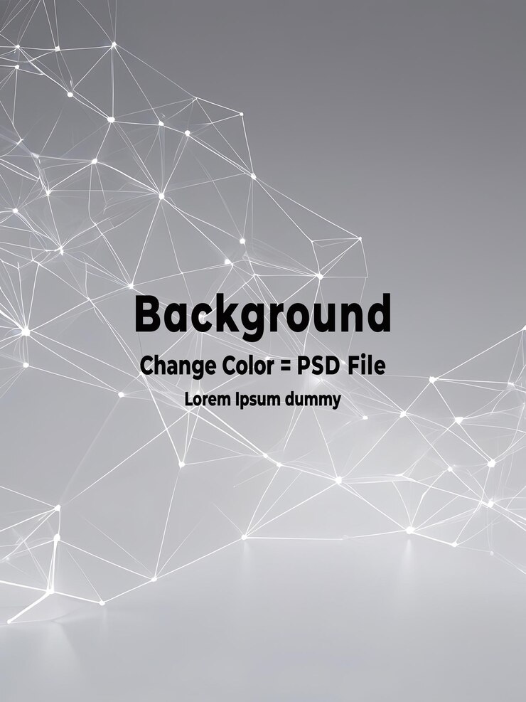 PSD psd abstracto red tecnológica de polígono gris blanco con fondo de tecnología de conexión puntos y líneas abstractos fondo de textura renderización 3d