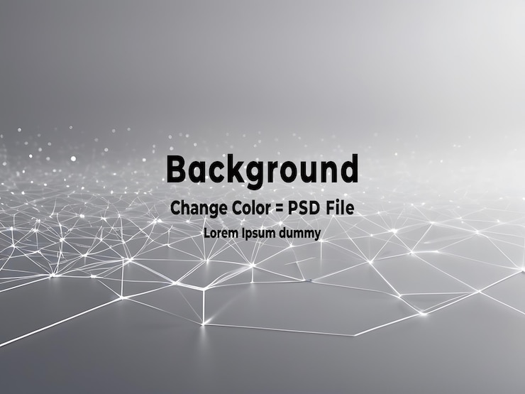 PSD psd abstracto red tecnológica de polígono gris blanco con fondo de tecnología de conexión puntos y líneas abstractos fondo de textura renderización 3d