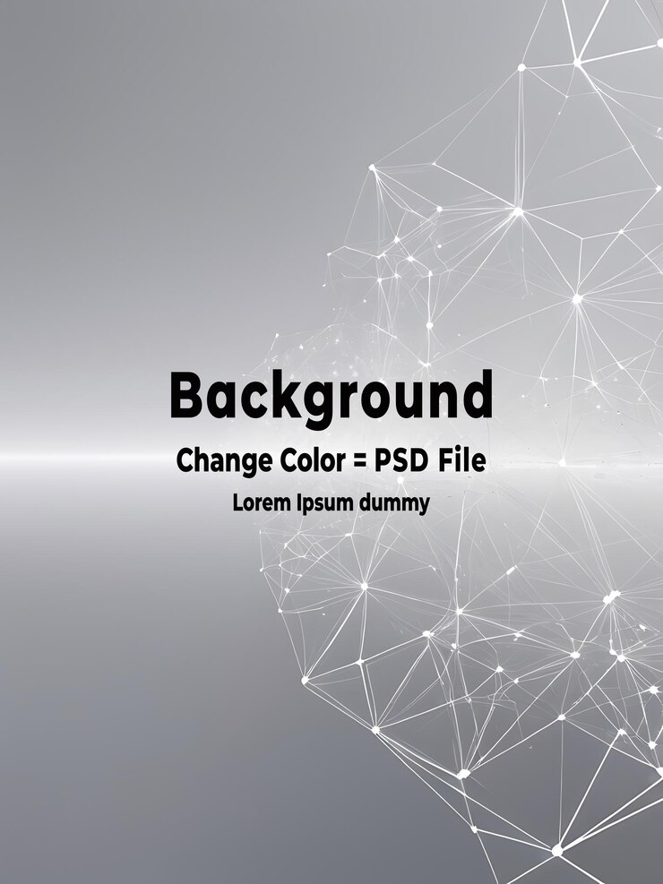PSD psd abstracto red tecnológica de polígono gris blanco con fondo de tecnología de conexión puntos y líneas abstractos fondo de textura renderización 3d