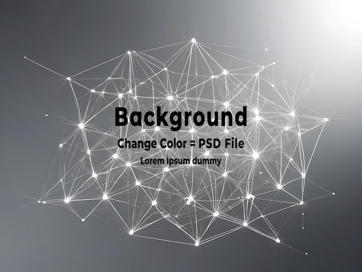 PSD psd abstracto red tecnológica de polígono gris blanco con fondo de tecnología de conexión puntos y líneas abstractos fondo de textura renderización 3d