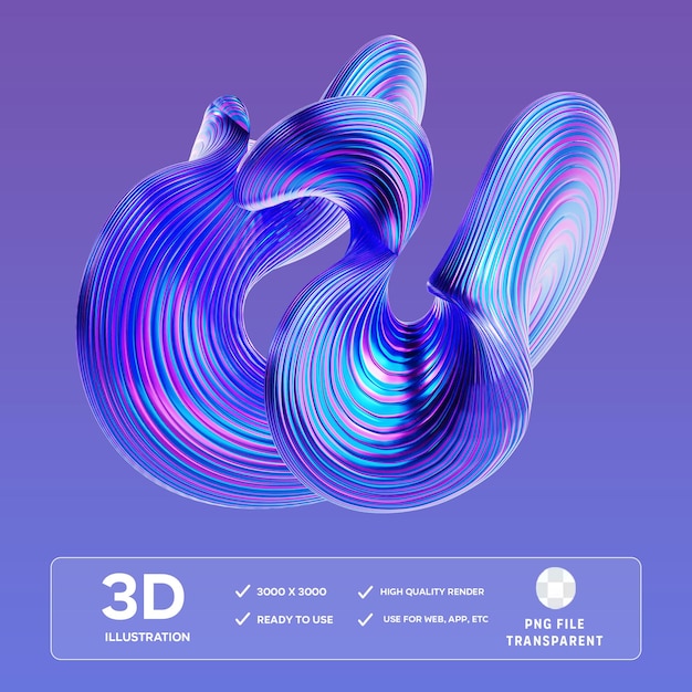 PSD abstrakte blaue Form 3D-Illustration